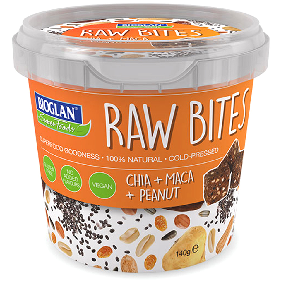 Bioglan Raw Bites Maca Chia and Peanut - 140g Tub