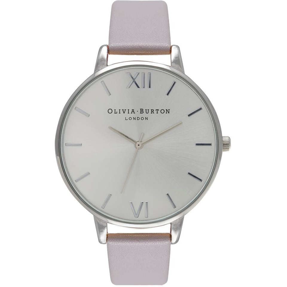 Olivia Burton Women's Gift Set Big Dial Watch - Black/Silver with Interchangeable Grey Lilac Strap