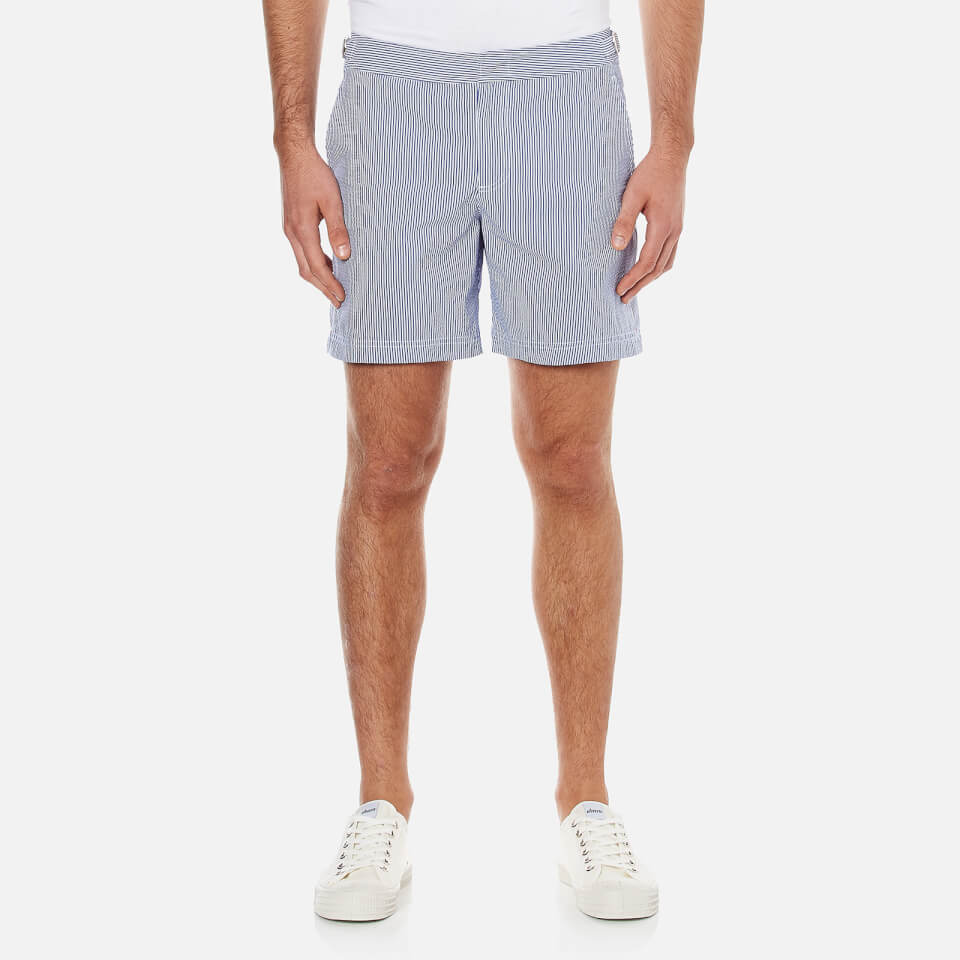 Orlebar Brown Men's Bulldog Seersucker Swim Shorts - Navy/White