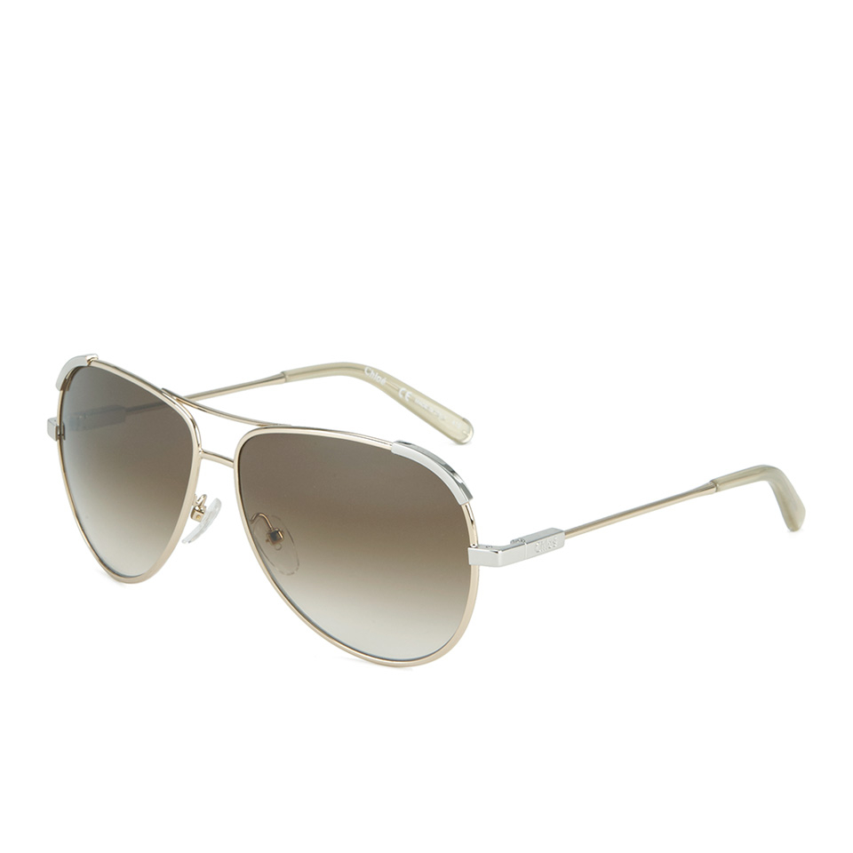 Chloe Women's Aviator Sunglasses - Light Gold/Beige