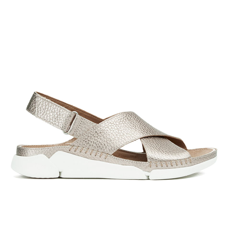 Clarks Women's Tri Alexia Cross Leather Sandals - Gold | Worldwide Delivery Allsole