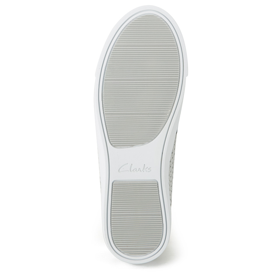 Clarks Women s Glove Puppet Leather Slip On Trainers Silver Allsole