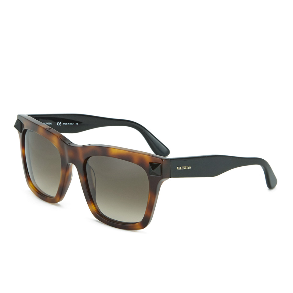Valentino Women's Rockstud Square Frame Sunglasses - Havana