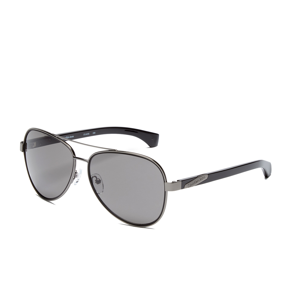 Calvin Klein Jeans Unisex Aviator Sunglasses - Gunmetal