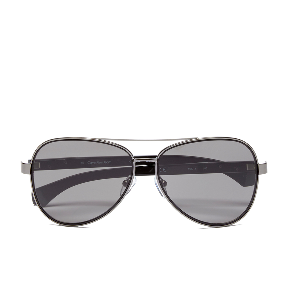Calvin Klein Jeans Unisex Aviator Sunglasses - Gunmetal