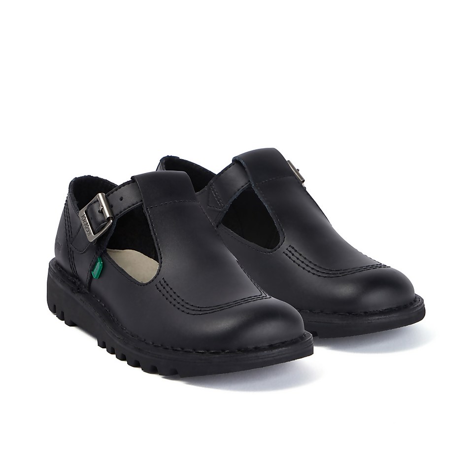 Adult Womens Kick T Bar Leather Black
