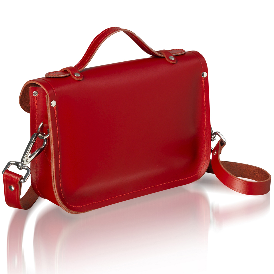 The Cambridge Satchel Company Women's Mini Magnetic Leather Satchel with Branded Hardware - Red