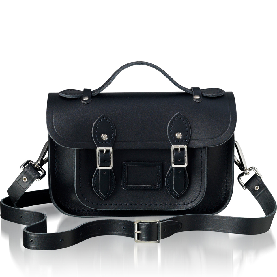 The Cambridge Satchel Company Women's Mini Magnetic Leather Satchel with Branded Hardware - Black