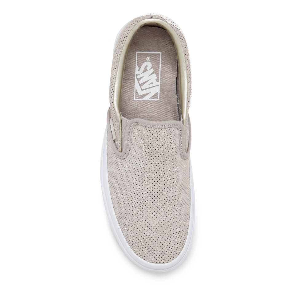 Vans Women s Classic Slip On Perforated Suede Trainers Silver Cloud True White Allsole