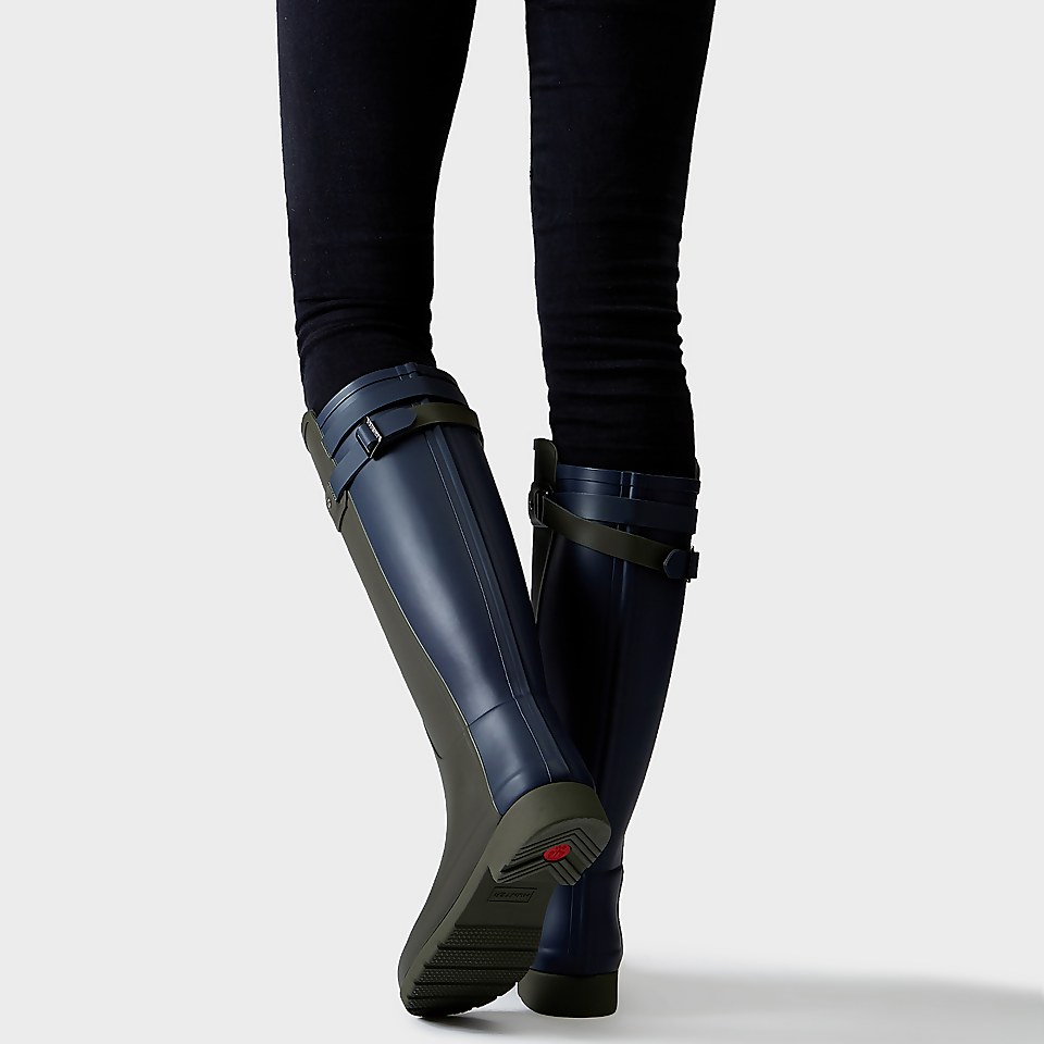 Hunter Women s Original Tall Refined Back Strap Wellies Dark Olive Navy Coggles
