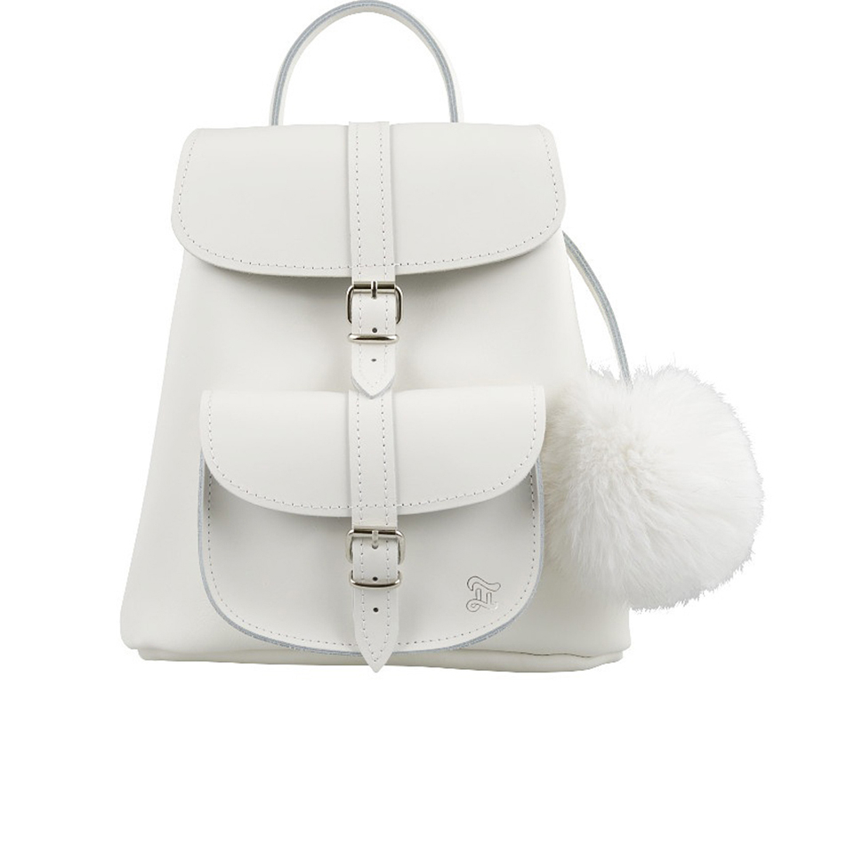 Grafea Women s Snowball Fur Pom Backpack White