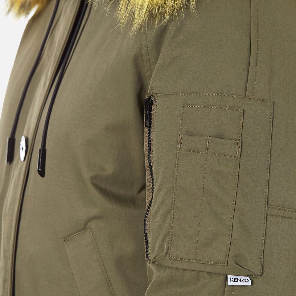 KENZO Women's Removable Yellow Fur Lined Short Parka - Dark KENZO Women's Removable Yellow Fur Lined Short Parka - Dark