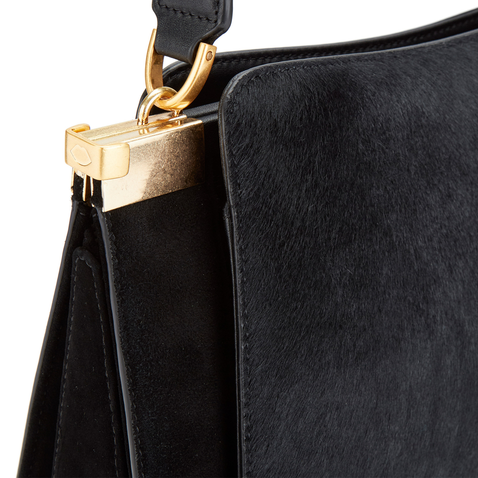 Lulu Guinness Women's Collette Large Leather and Suede Shoulder Bag - Black
