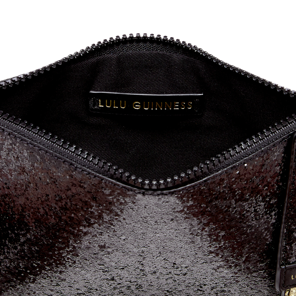 Lulu Guinness Women's Grace Medium Glitter Lipstick Clutch Bag - Black/Red