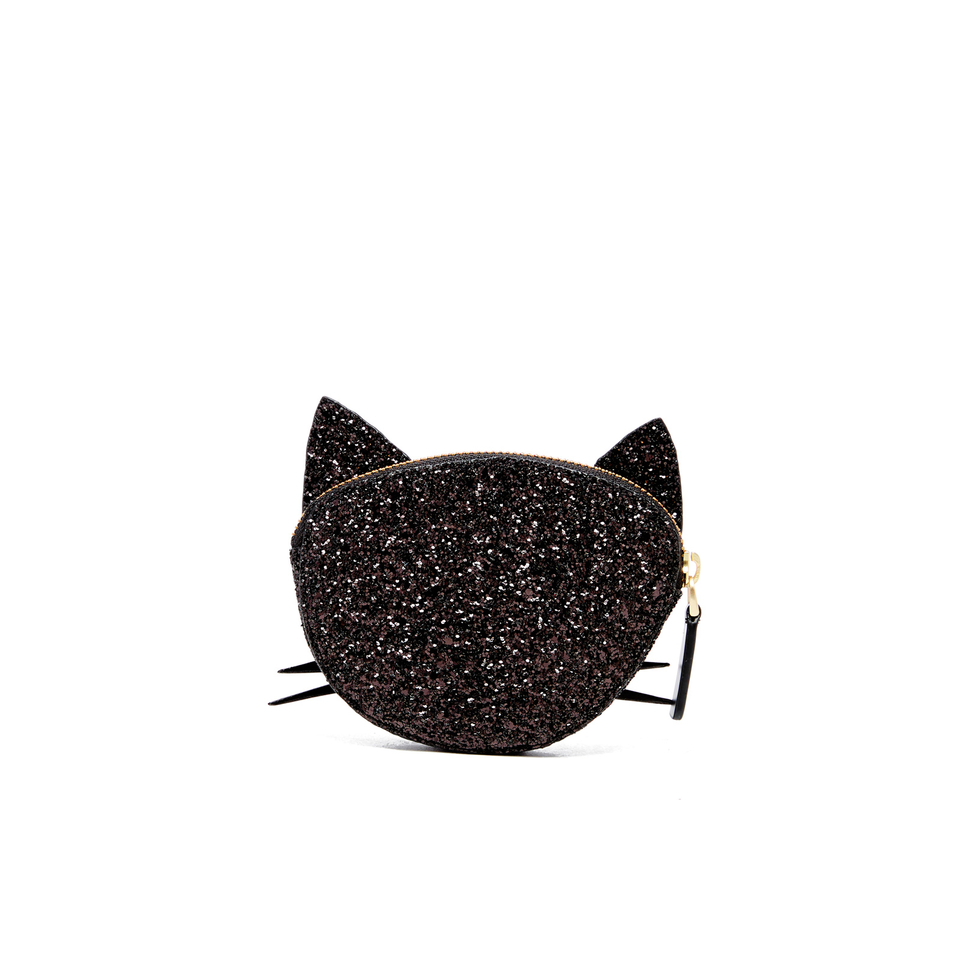 Lulu Guinness Women's Kooky Cat Glitter Coin Purse - Black