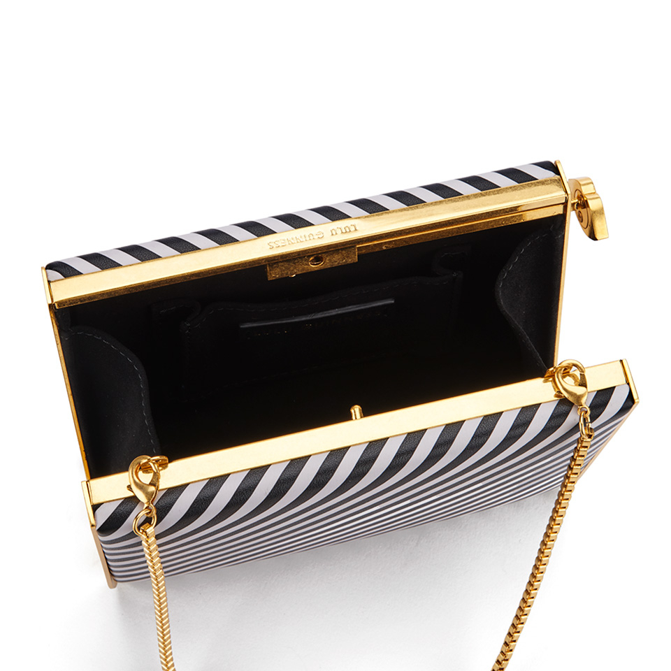 Lulu Guinness Women's Karlie Leather Striped Clutch with Lip Closure - Black/White