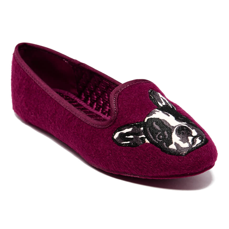 Ted Baker Women s Ayaya Embroidered Puppy Slippers Burgundy Allsole