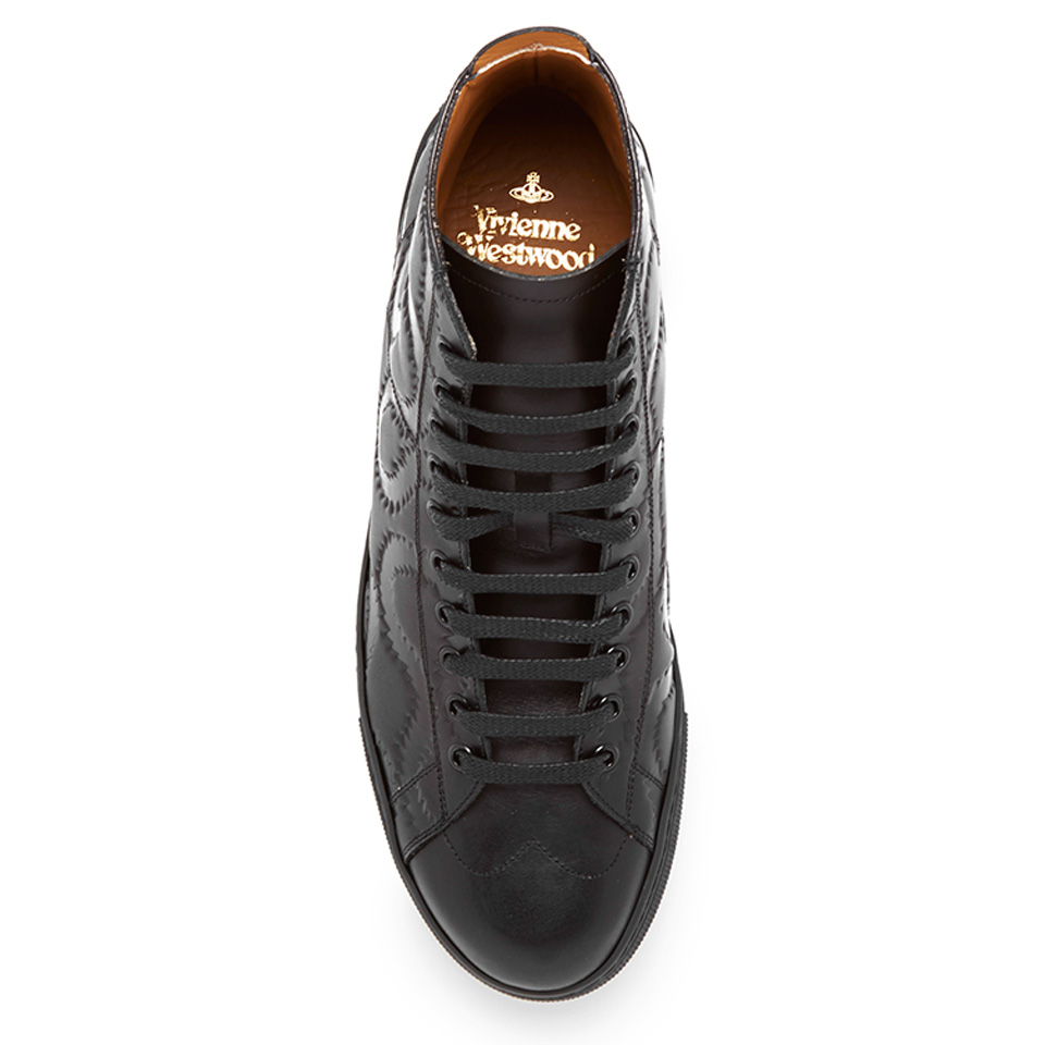 Vivienne Westwood MAN Men s High Top Embossed Squiggle Leather Trainers Black Coggles