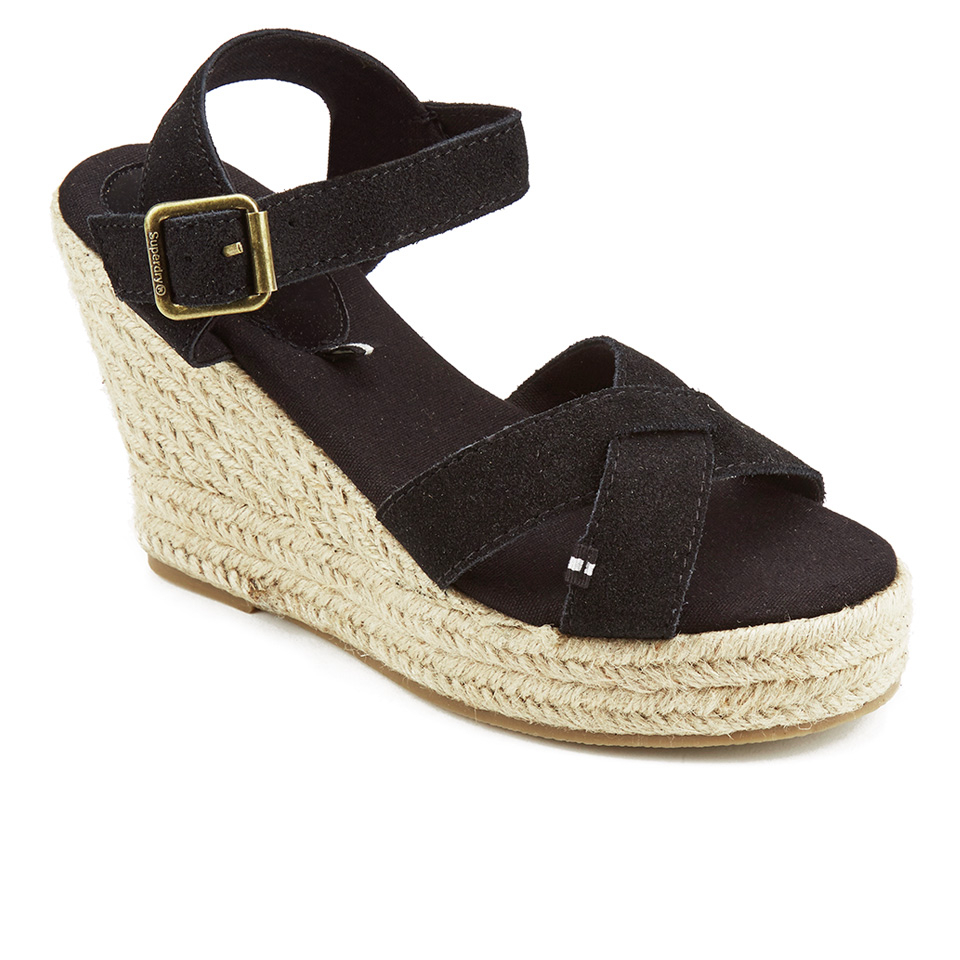 Superdry Women s Isabella Wedged Espadrilles Black Allsole
