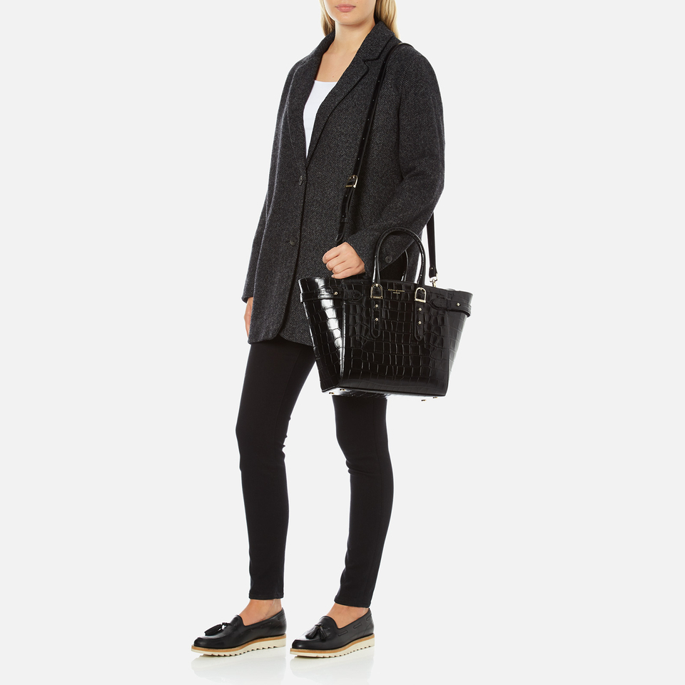 Aspinal of London Women's Marylebone Medium Croc Tote - Black Croc