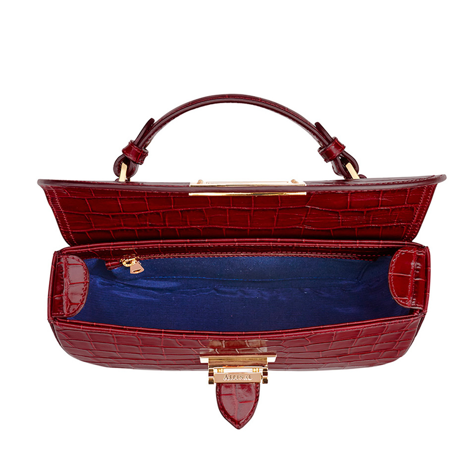 Aspinal of London Women's Letterbox Croc Saddle Bag - Bordeaux