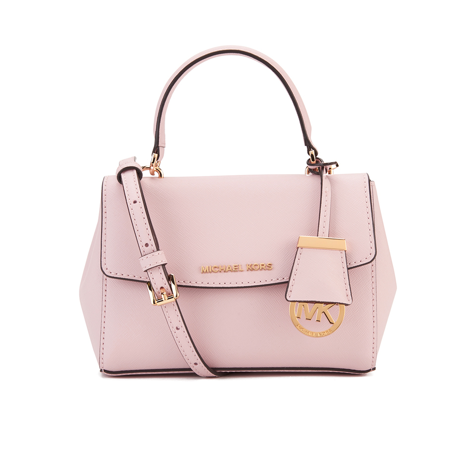 Ava Small Pink Leather Saffiano Satchel Bag