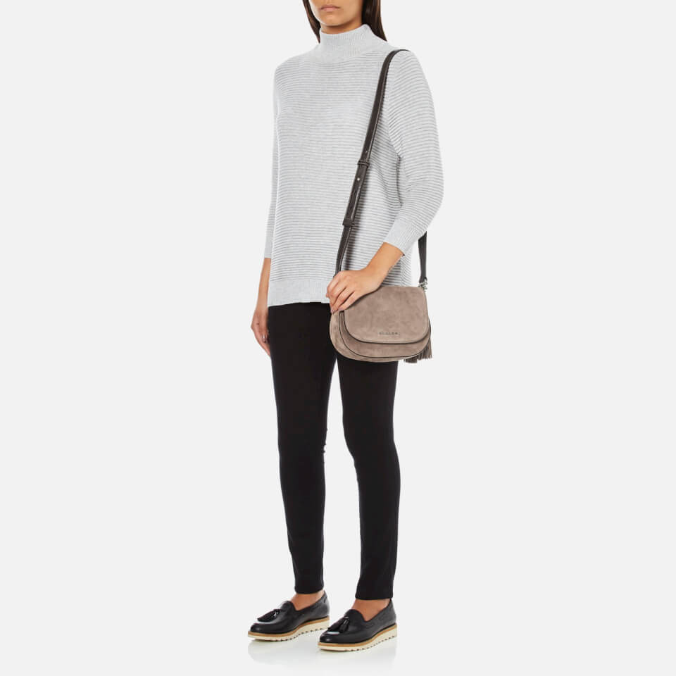 MICHAEL MICHAEL KORS Elyse Suede Tassle Saddle Bag Grey