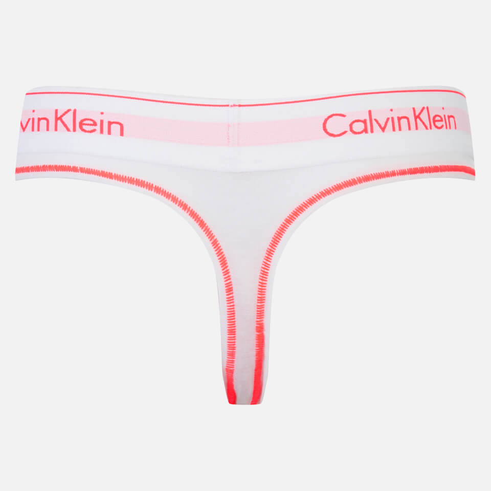 Calvin Klein Women's Modern Cotton Thong - White/Bright Nectar