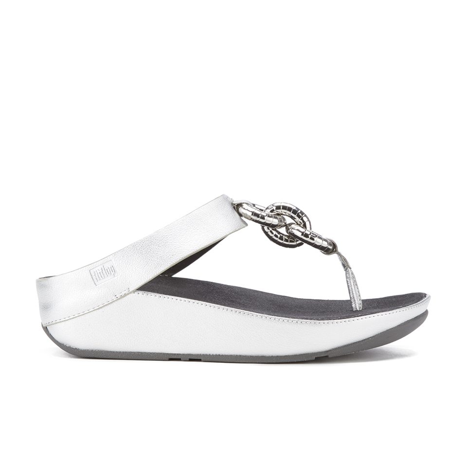 FitFlop Women s Superchain Imi Leather Toe Post Sandals Silver Allsole