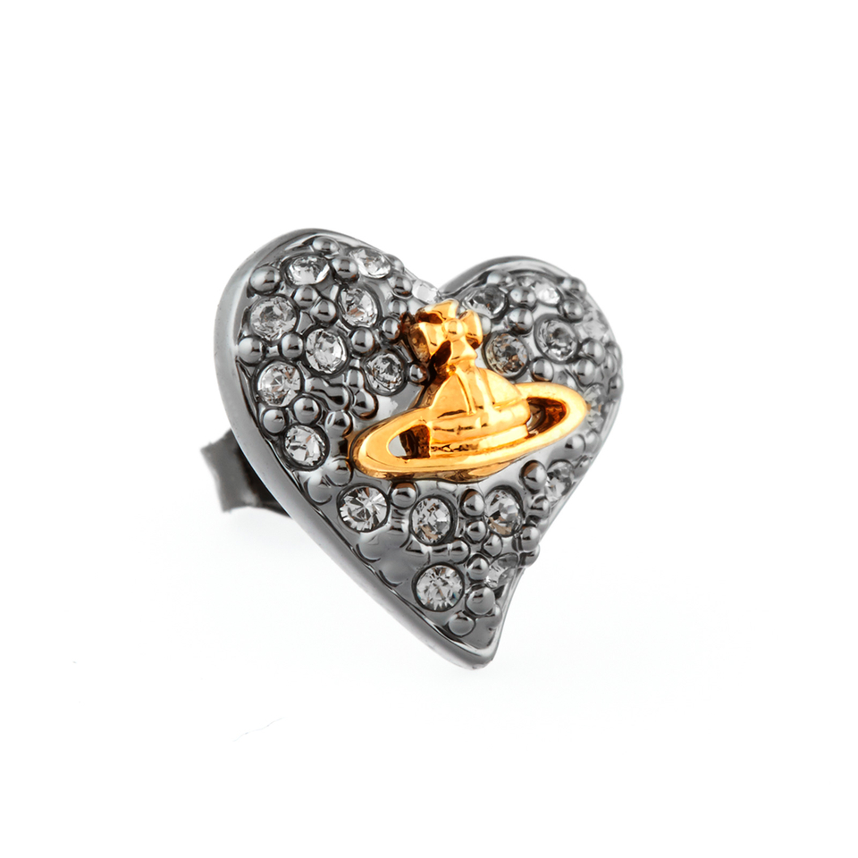Vivienne Westwood Jewellery Women's Tiny Diamante Heart Stud Earrings - Black