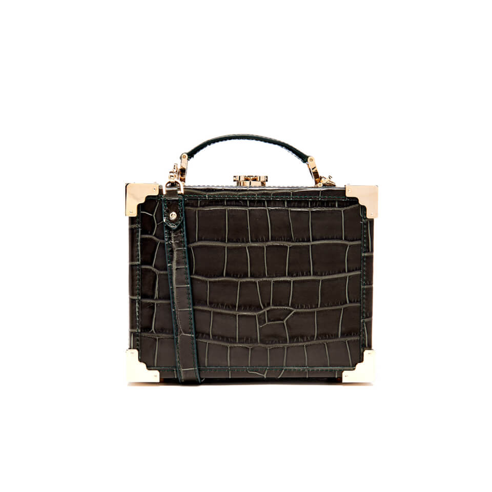 Aspinal of London Women's Mini Croc Trunk Bag - Forest Green Croc