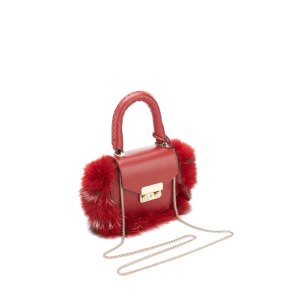 SALAR Women's Mimi Mini Fur Bag - Bordeaux