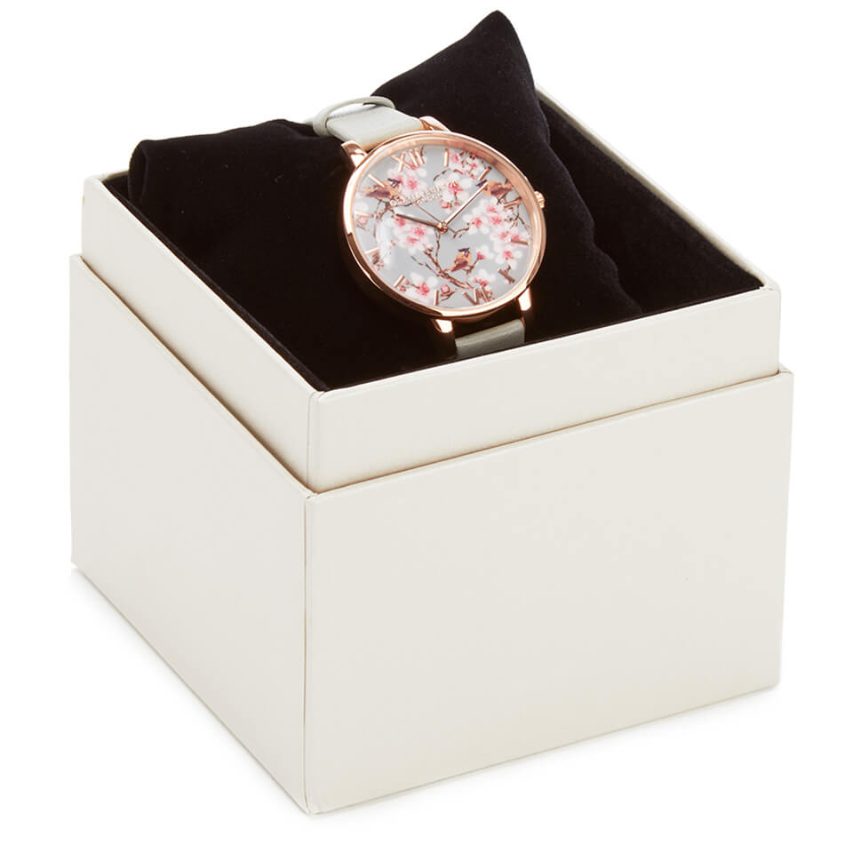 Olivia Burton Women s Painterly Prints Blossom Birds Watch Grey Rose Gold