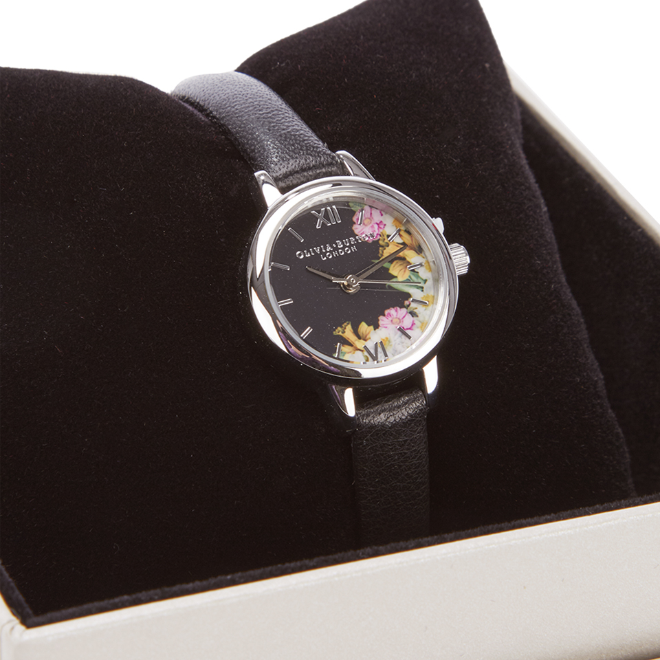 Olivia Burton Women's Flower Show Mini Dial Watch - Black Silver