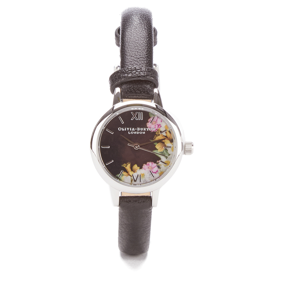 Olivia Burton Women's Flower Show Mini Dial Watch - Black Silver