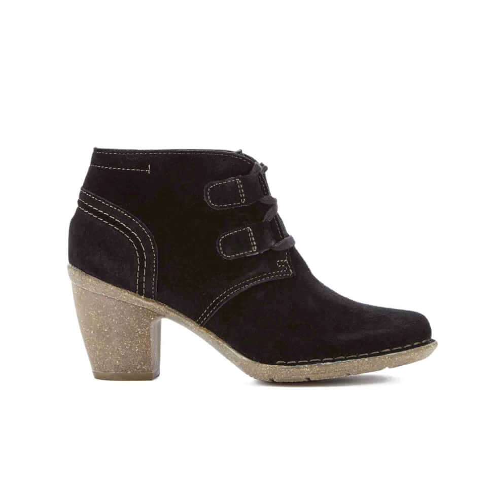 Clarks Women s Carleta Lyon Suede Heeled Ankle Boots Black Allsole