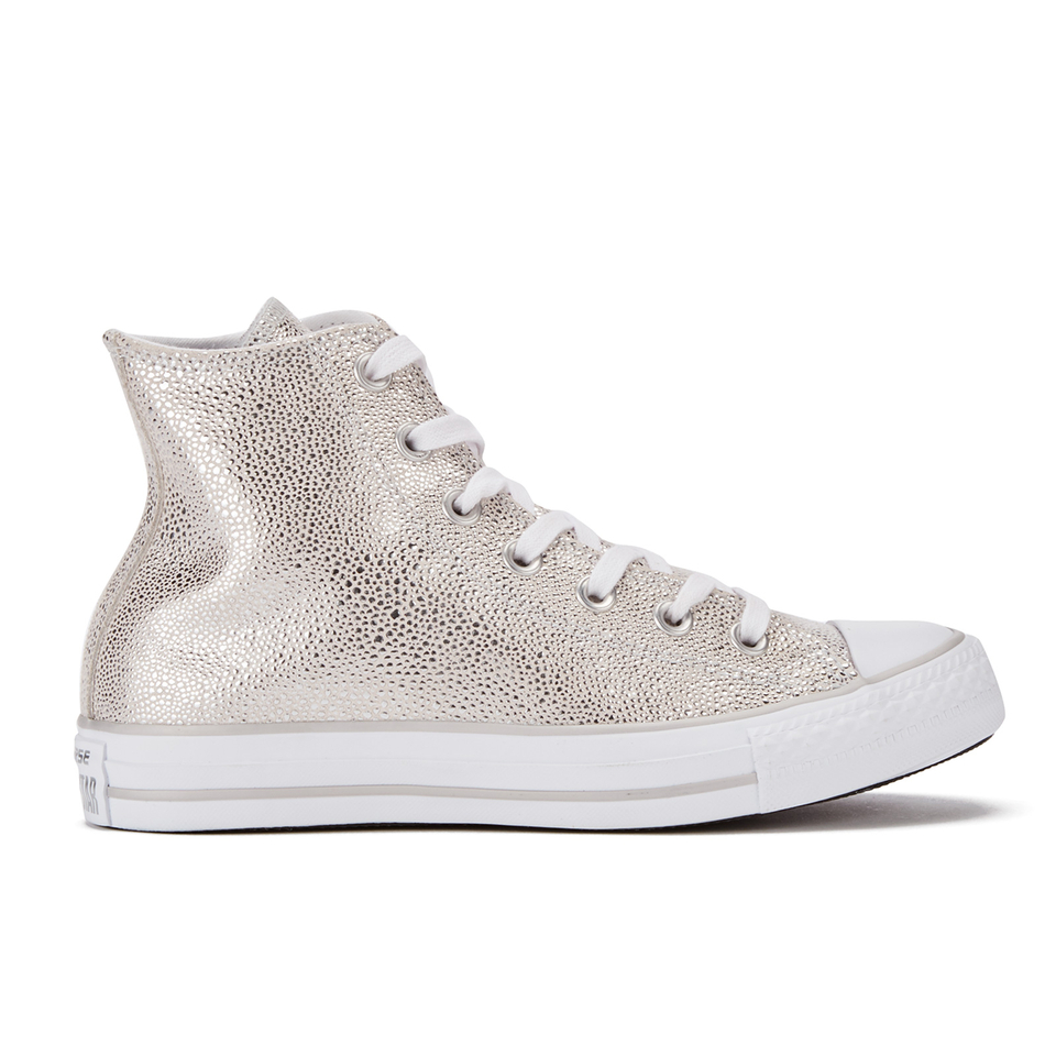 Converse Women's Taylor All Star Sting Ray Leather Hi-Top Trainers - Pure Silver/Black/White | Worldwide Delivery | Allsole