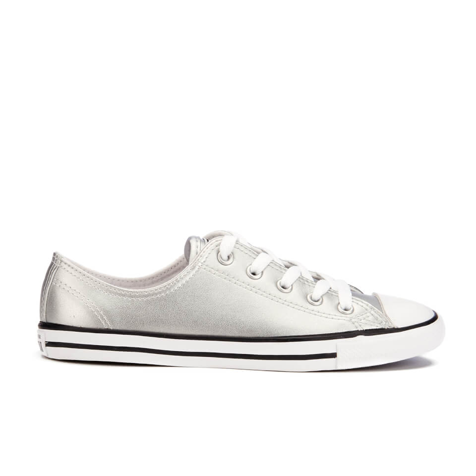 Silver dainty converse hot sale