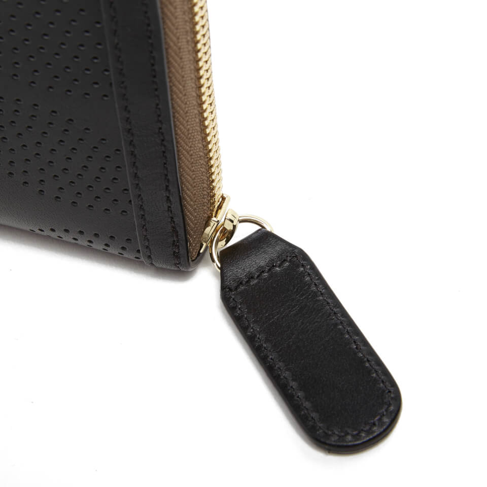 Orla Kiely Women's Sixties Stem Big Zip Leather Wallet - Black