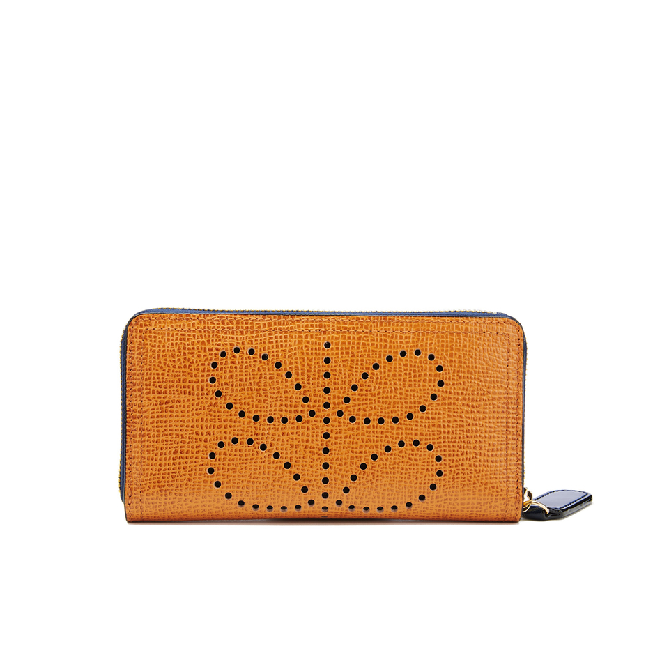 Orla Kiely Women's Big Zip Leather Wallet - Tan