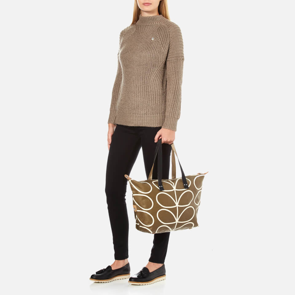 Orla Kiely Women's Linear Stem Print Zip Shopper Bag - Camel