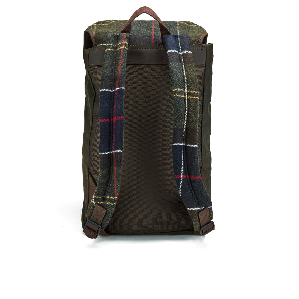 Barbour Men's Tartan and Wax Backpack - Olive