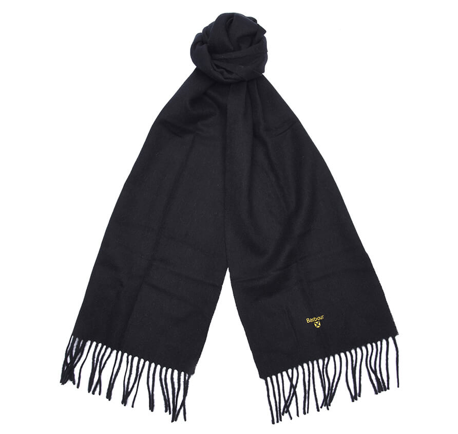 Barbour Heritage Men's Plain Lambswool Scarf - Black
