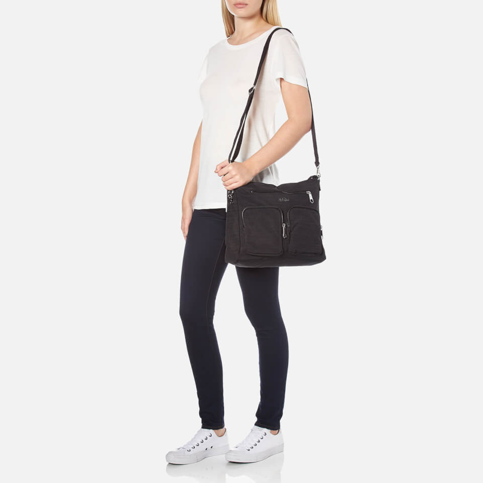 Kipling Women's Tasmo Double Pocket Medium Shoulder Bag - Dazzling Black