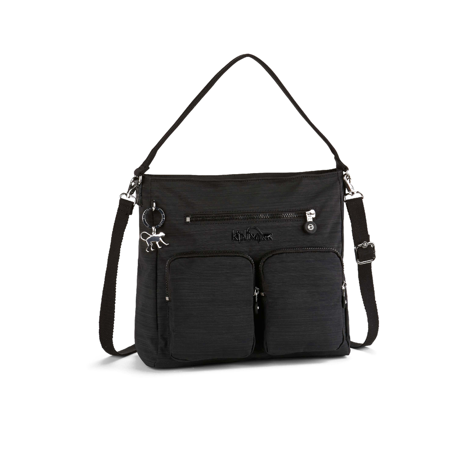 Kipling Women's Tasmo Double Pocket Medium Shoulder Bag - Dazzling Black