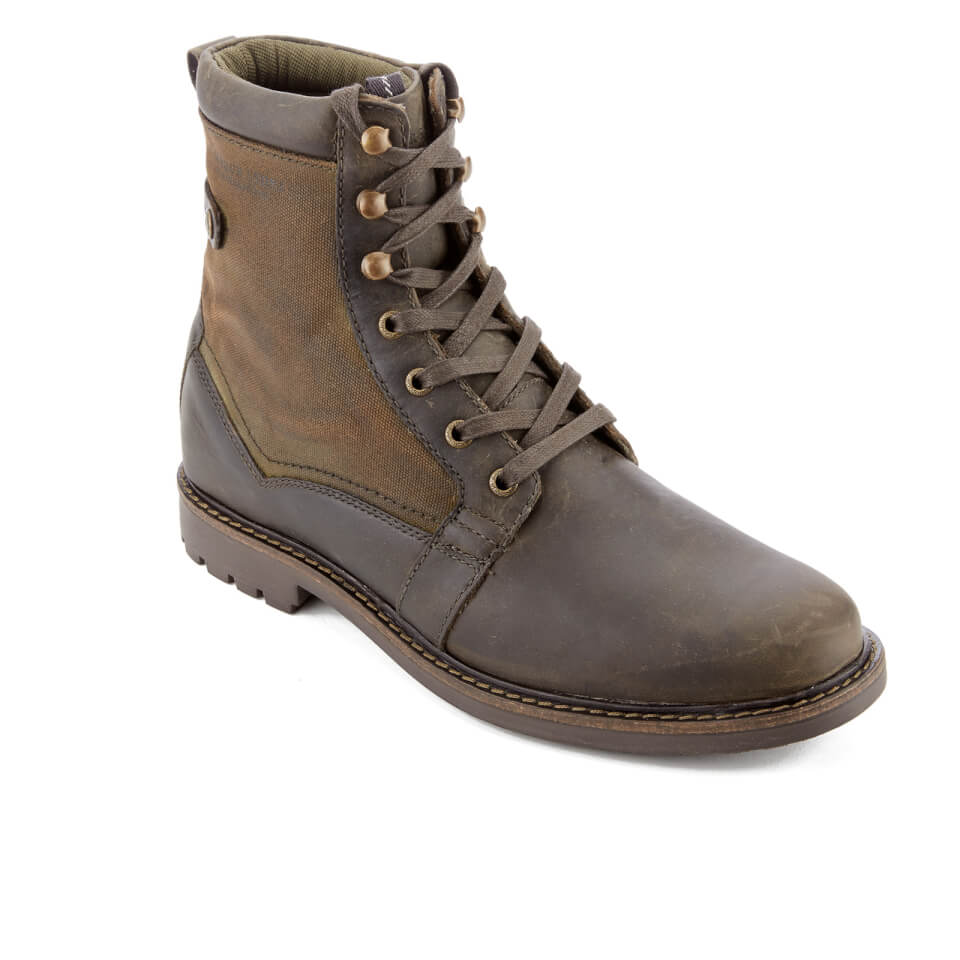 Barbour Men s Cleasby Leather Waterproof High Derby Boots Olive Allsole