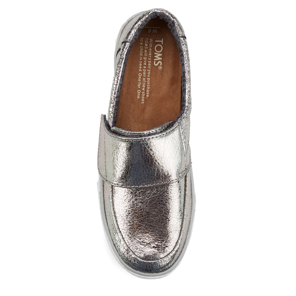 TOMS Women s Altair Leather Slip On Trainers Gunmetal