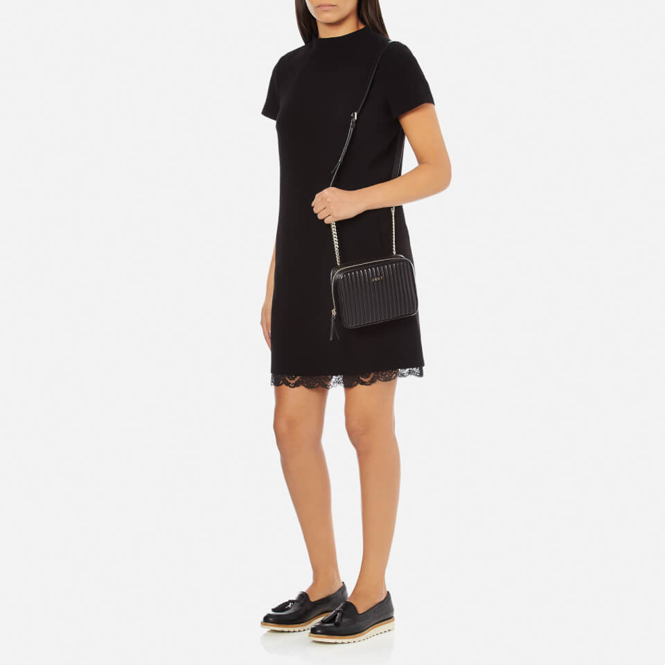 DKNY Women's Gansevoort Pinstripe Quilted Square Crossbody Bag - Black
