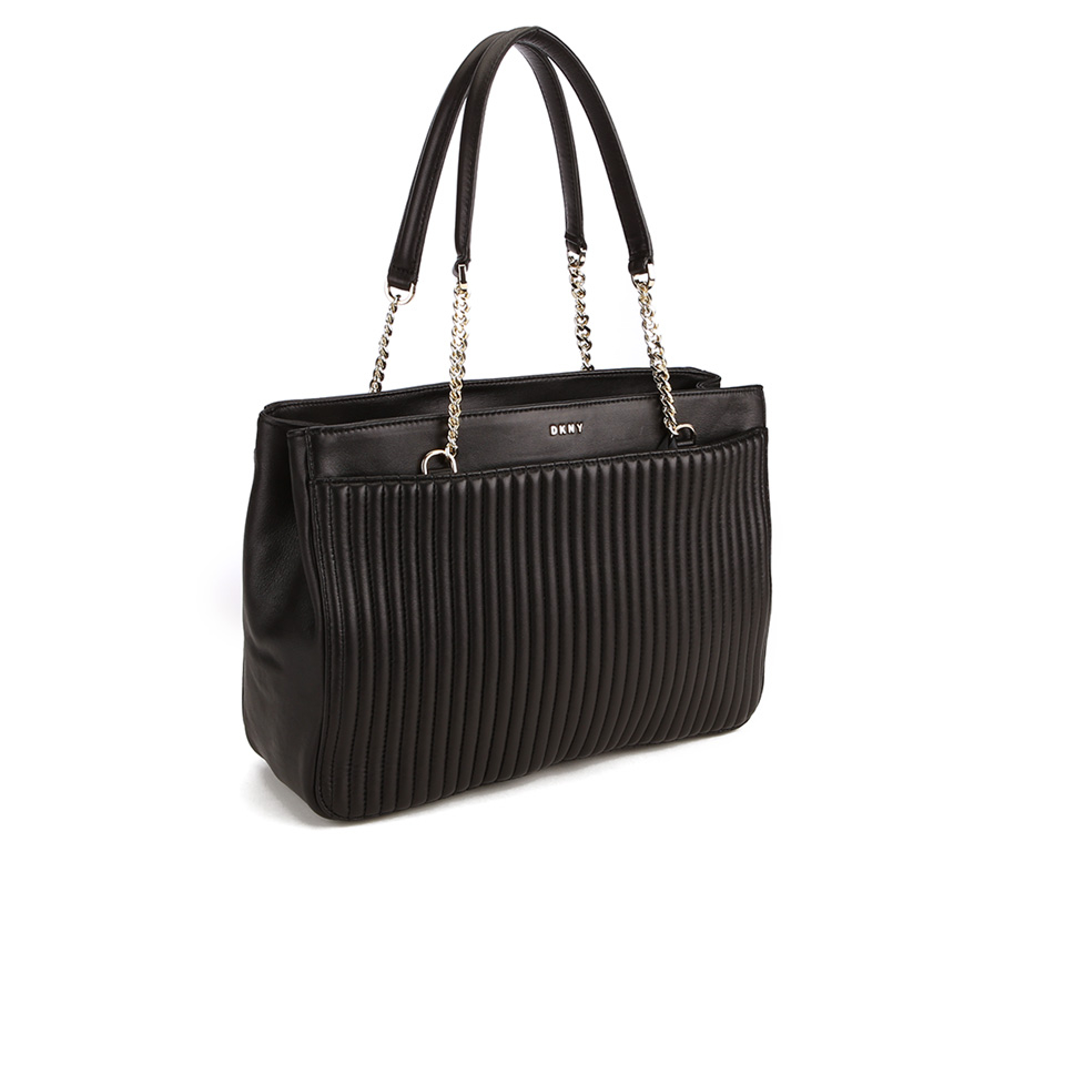 DKNY Women's Gansevoort Pinstripe Quilted Shopper Tote Bag - Black