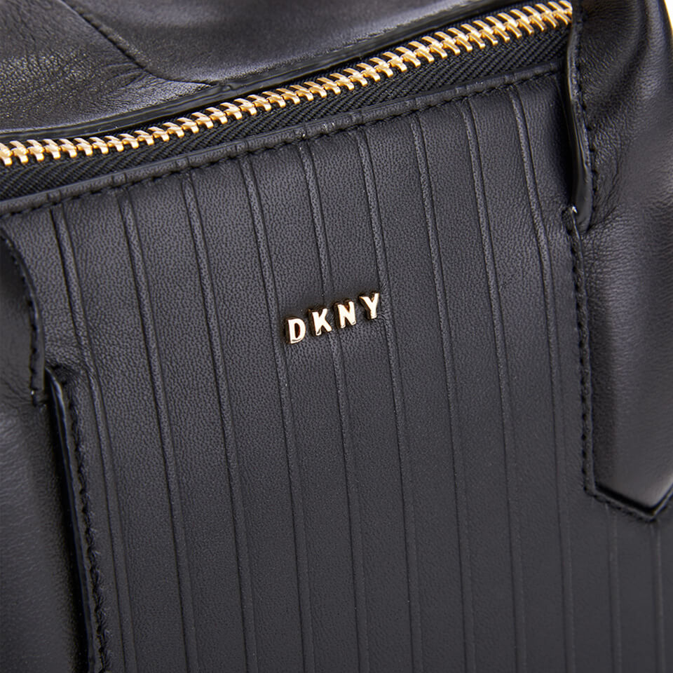 DKNY Women's Gansevoort Pinstripe Small Satchel - Black